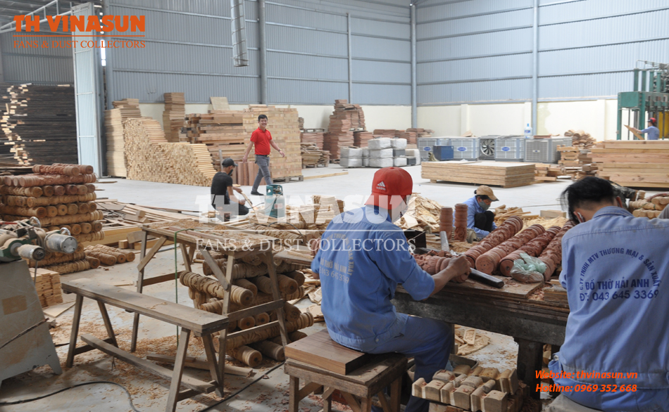 he-thong-hut-bui-go Bụi gỗ phát sinh ở mội công đoạn