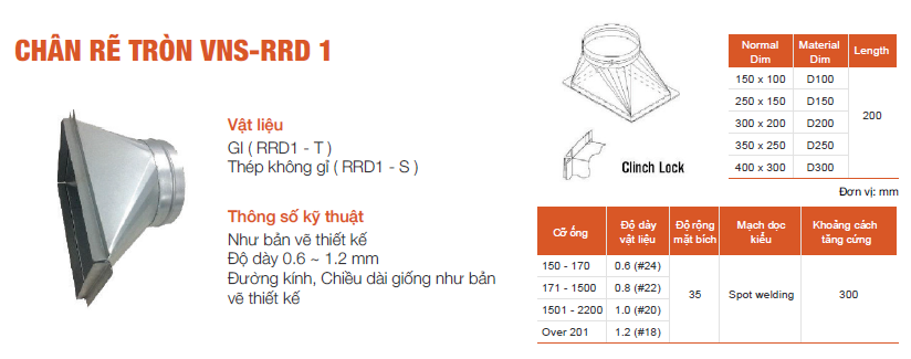 chan-re-tron chân rẽ tròn