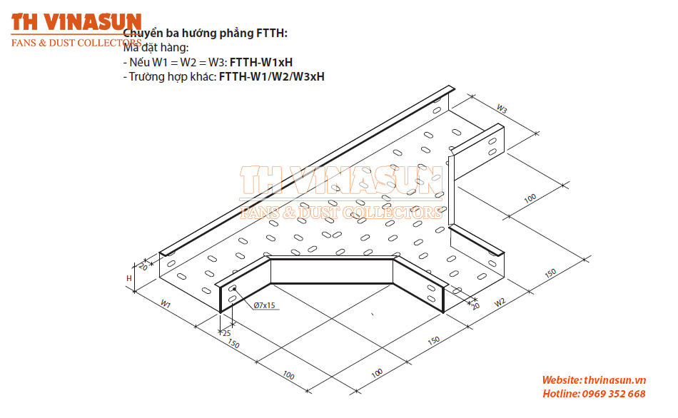 Chuyển ba hướng phẳng máng cáp