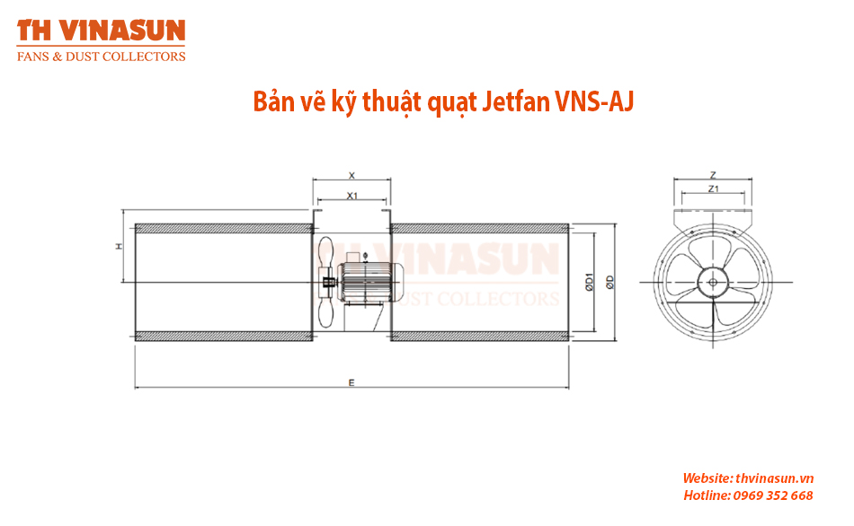 quat-jetfan-la-gi Bản vẽ kỹ thuật quạt jetfan VNS-AJ