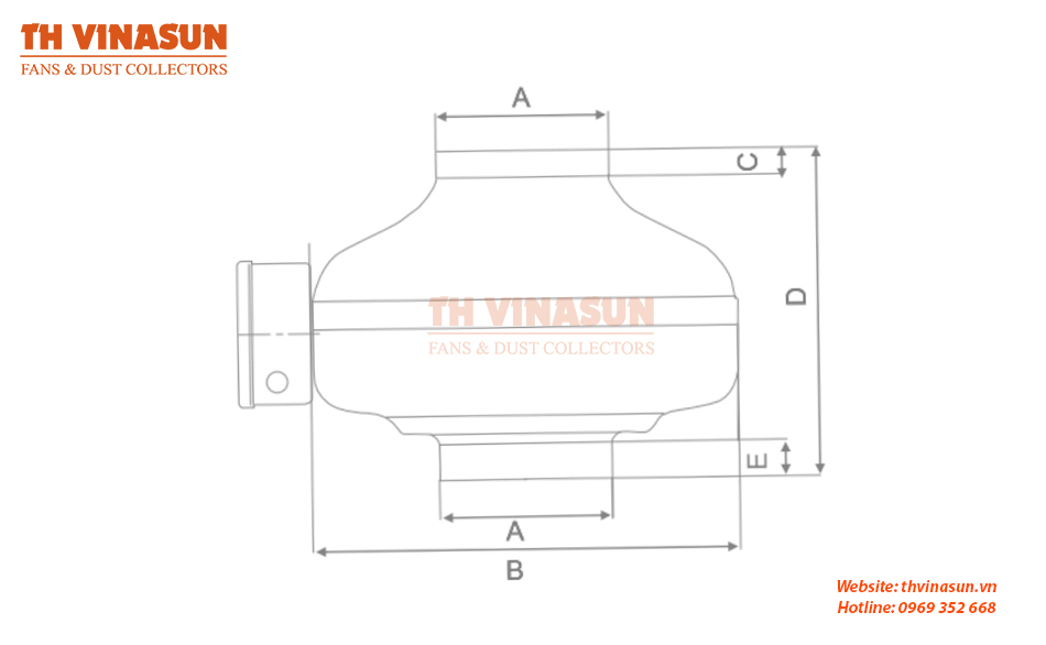 quat-thong-gio-khong-on Bản vẽ kỹ thuật quạt hướng trục nối ống VNS-DP