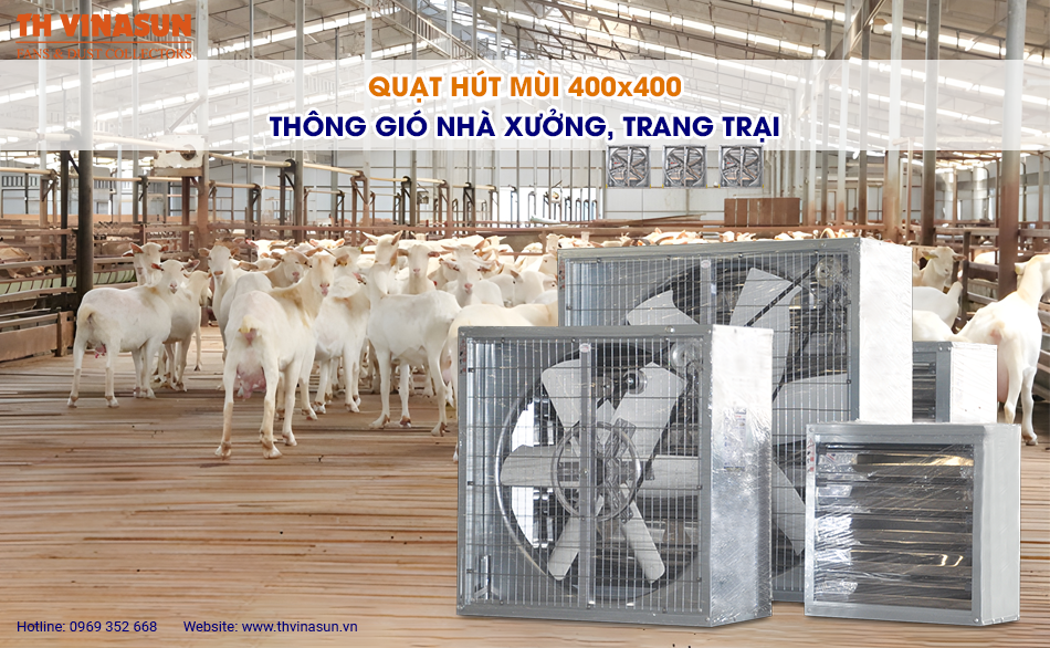 Quạt hút mùi 400×400: Thông gió nhà xưởng, trang trại
