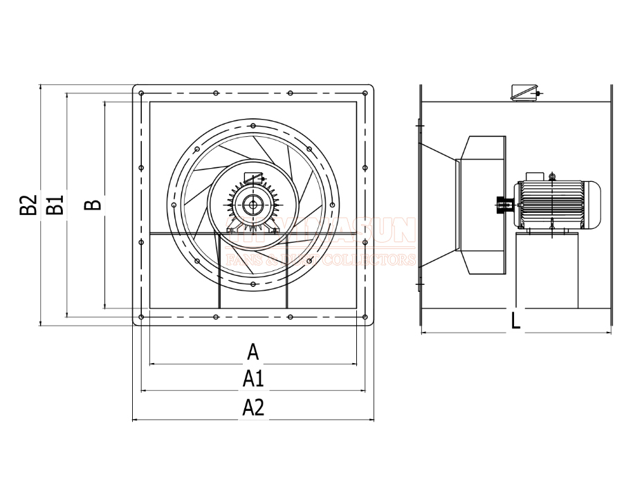 quat-huong-truc-do-on-thap Bản vẽ kỹ thuật quạt hộp hướng trục độ ồn thấp VNS-VF-NoS