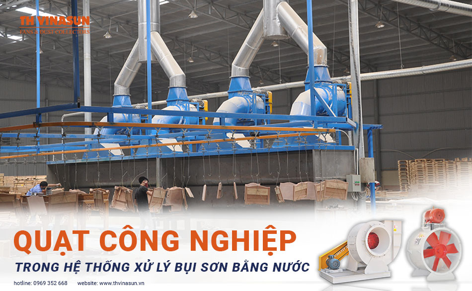 Quạt công nghiệp trong hệ thống xử lý bụi sơn bằng nước