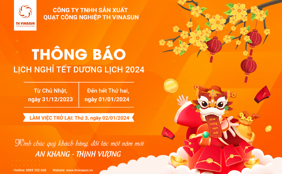 TH Vinasun thông báo lịch nghỉ tết dương lịch 2024